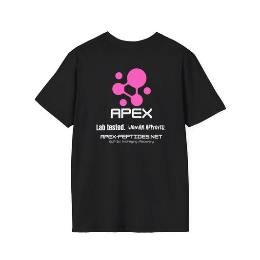Apex Peptides Logo T-Shirt — Lab Tested, Woman Approved Design